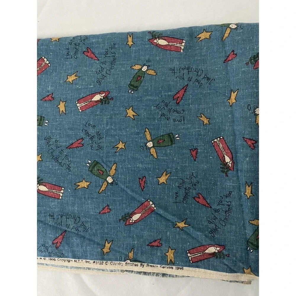 Country Stitches Christmas Cotton Fabric 1995 Brenda Gervais 96 X‎ 43.5